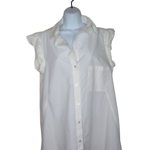 Vintage DKNY Cap Sleeve Tunic Button-Up Blouse White Cotton Womens US 8/GB 10/IT - Picture 11 of 14